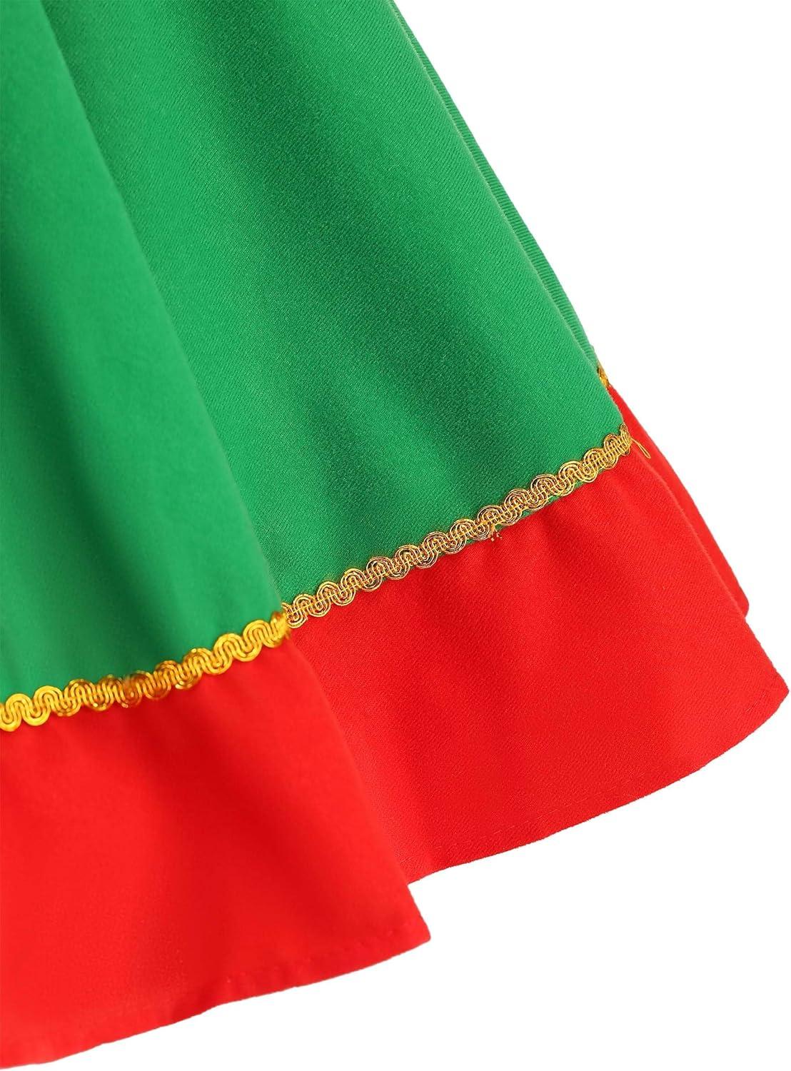 image:imageAdult Holiday Elf Costume Womens Elf Outfit with Elf Dress Hat and Belt Christmas Costume for WomenCostume