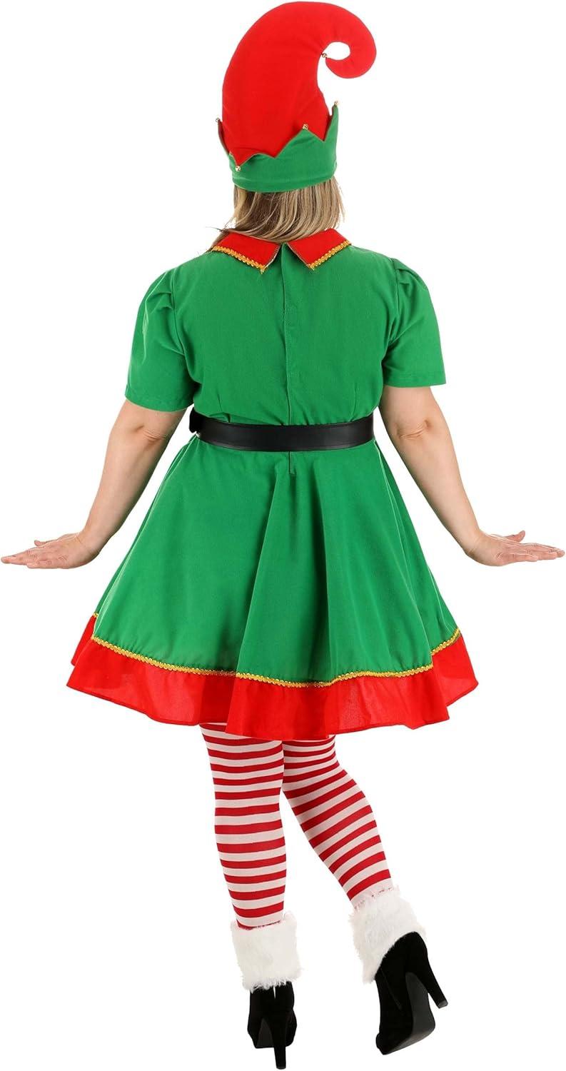 image:imageAdult Holiday Elf Costume Womens Elf Outfit with Elf Dress Hat and Belt Christmas Costume for WomenCostume