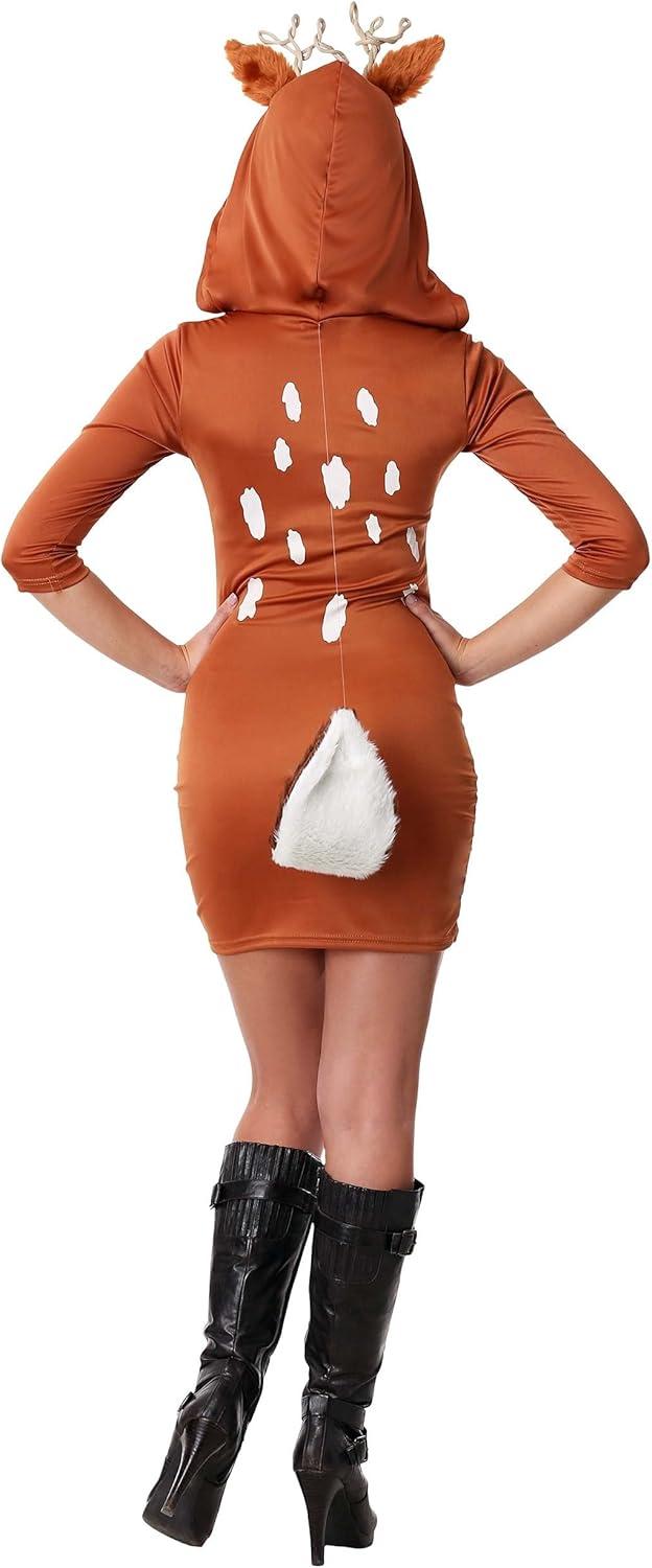 image:imageEnchanting Forest Fawn Womens Deer Costume Complete with Hooded Dress and Antlers