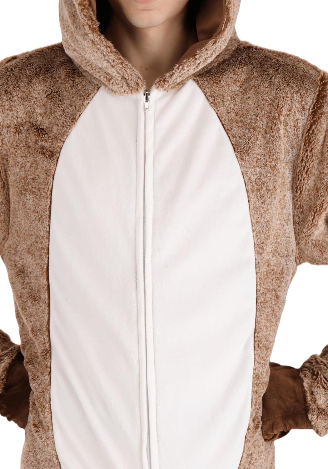 image:imageSoft Plush Reindeer Jumpsuit Costume Warm Comfortable Mascot Outfit for Adults Halloween Party
