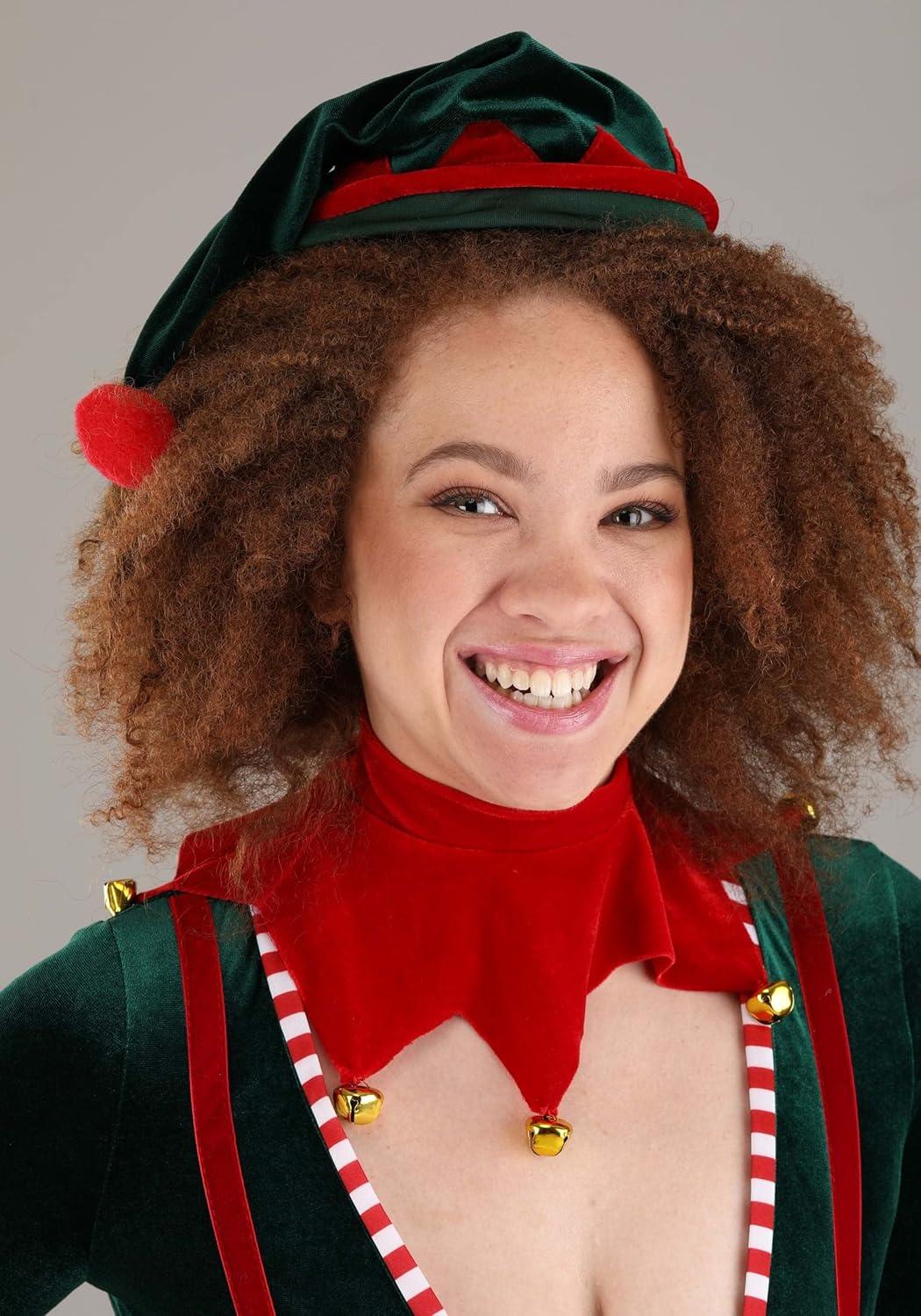 image:imageWomens Santa Elf Costume Sexy Christmas Jingle Bell Elf Bodysuit for Women Naughty Santas Helper