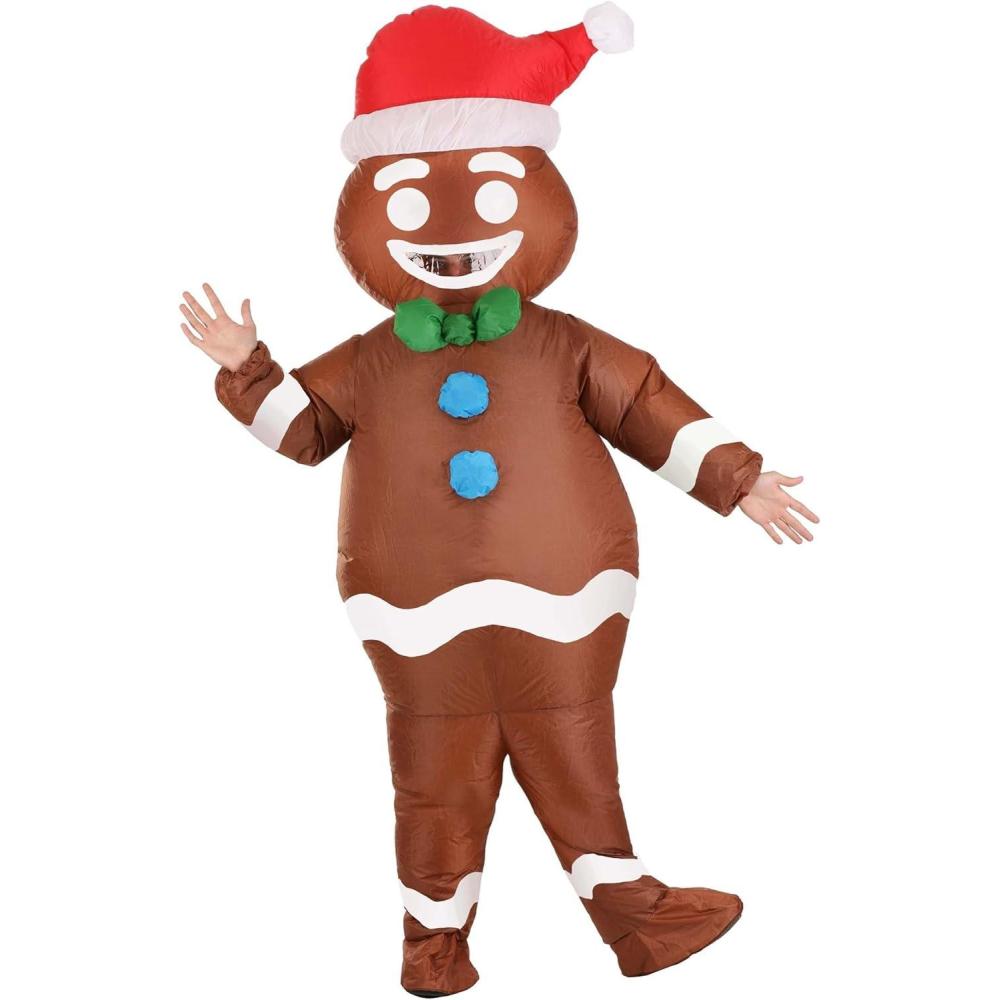 image:imageAdult Gingerbread Man Costume Inflatable Christmas Costumes Blow Up Xmas Outfit Funny Holiday Party Costume
