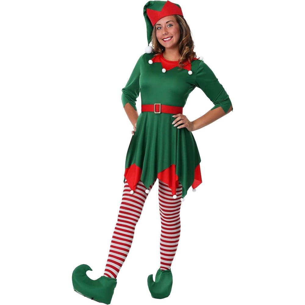 image:imageAdult Santas Helper Costume for Women Jolly Holiday Attire North Pole Elf Halloween Outfit