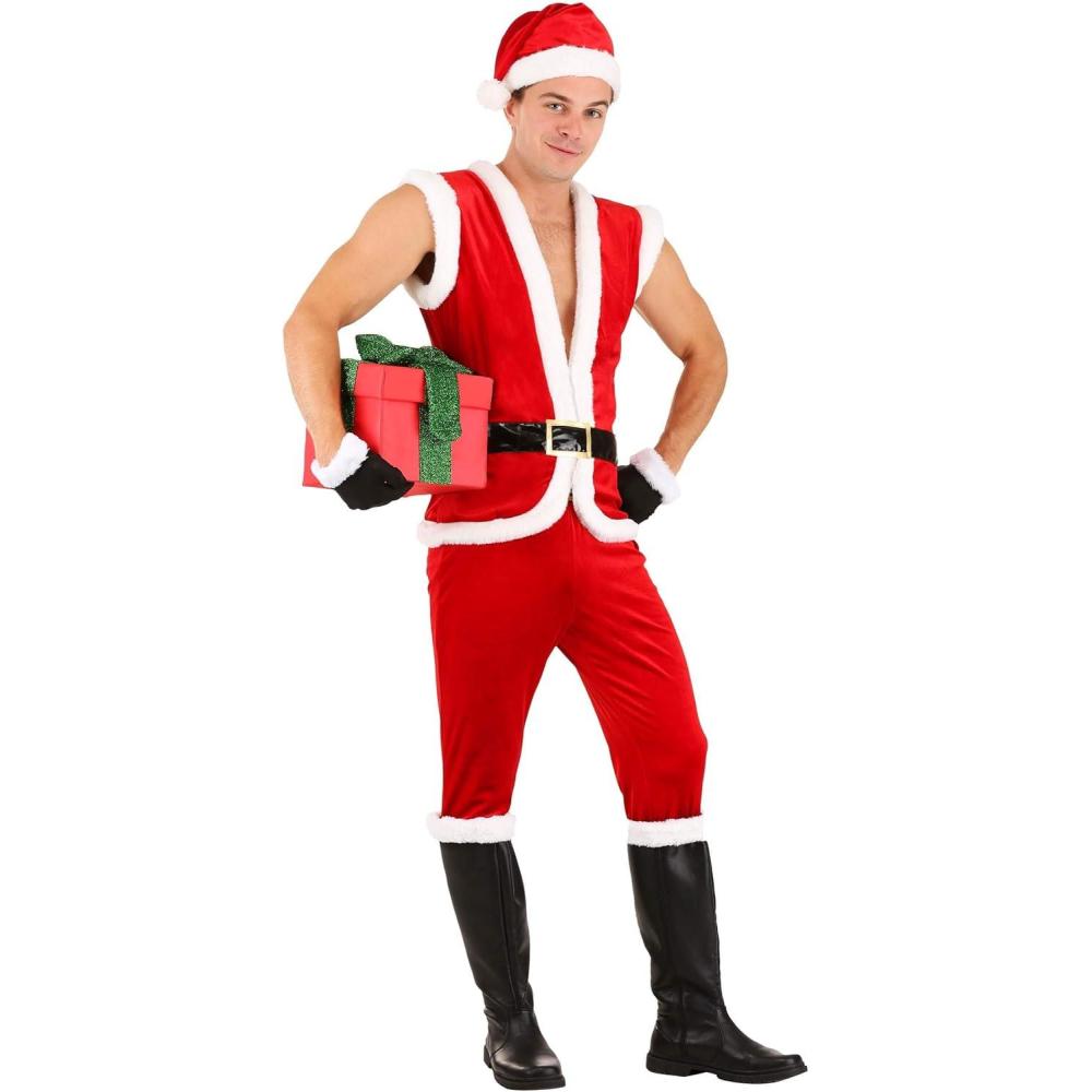 image:imageAlluring Santa Claus Costume for Men Fun Holiday Outfit Adult Red Suit for Christmas Halloween Cosplay
