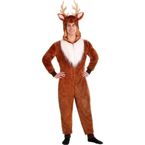 Fun Costumes Enchanting Dashing Deer Costume – Adult’s Jumpsuit with Antlered Hood and Attached Tail