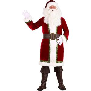 Fun Costumes Old Time Santa Claus Costume for Men – Jacket, Pants, Belt, Hat, Gloves & Boot Covers
