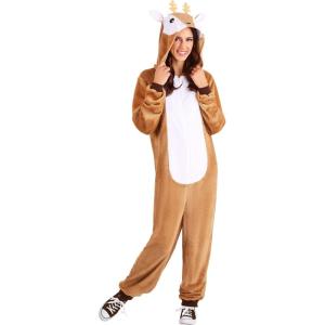 Women?s Fawn Deer Onesie Cozy Deer Costume for Adults Fawn Onesie Pajamas(Fawn Deer)