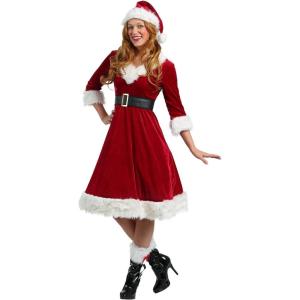 Women’s Santa Claus Sweetie Costume Adult Christmas Costume Red Dress and Santa Hat(Costume)