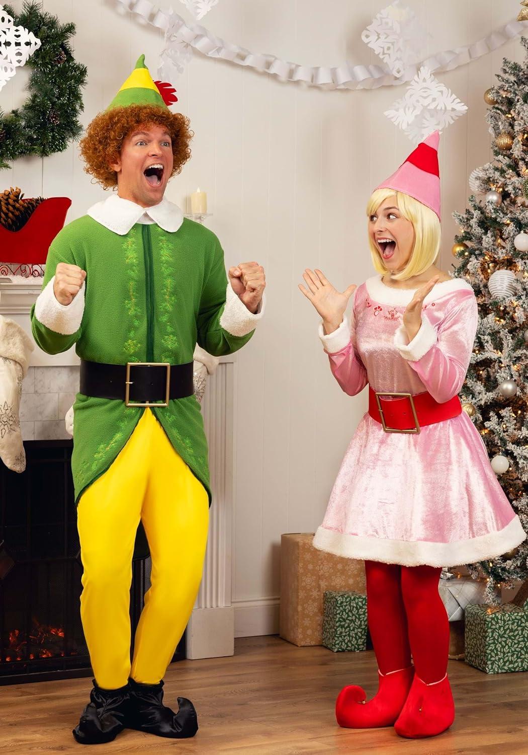 image:imageBuddy The Elf Costume for Men 4 Pc Christmas Elf Costume with Hat amp Belt Adult Holiday Elf Cosplay Suit