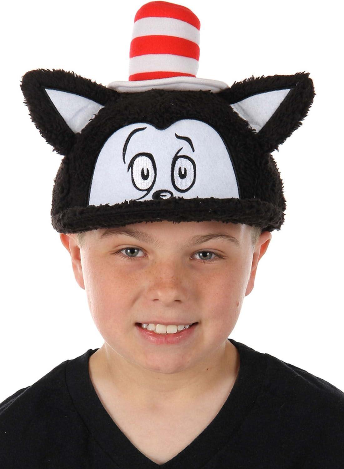 image:imageDr Seuss Cat in Hat Fuzzy Adjustable Snapback with Embroidered Face Cat in the Hat with Ears