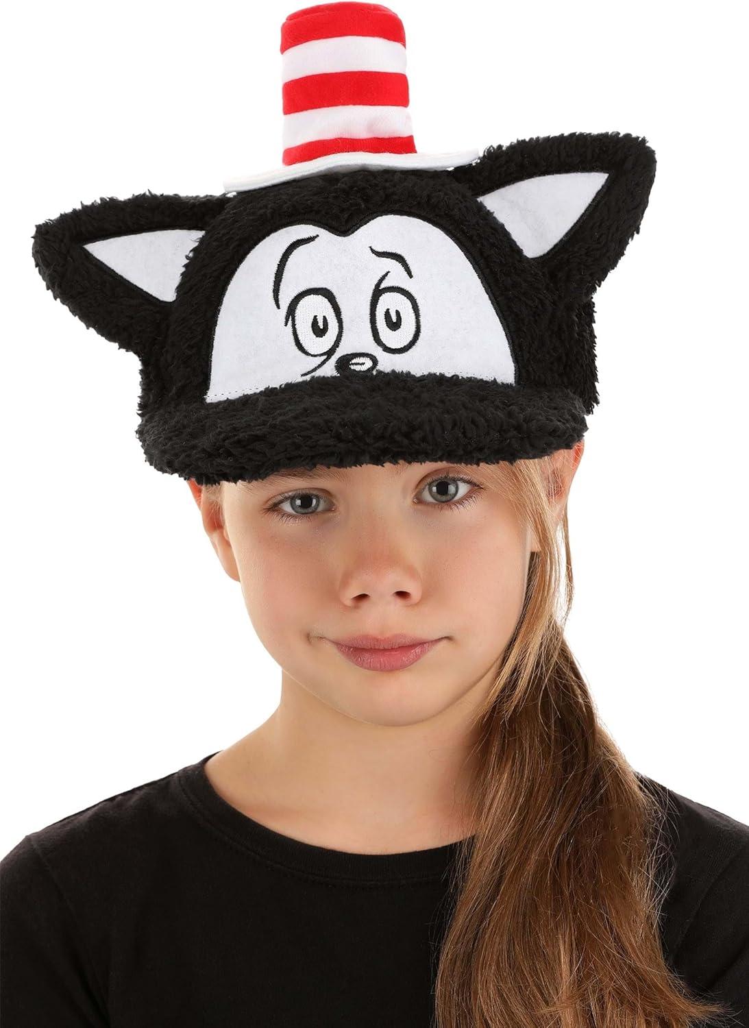 image:imageDr Seuss Cat in Hat Fuzzy Adjustable Snapback with Embroidered Face Cat in the Hat with Ears