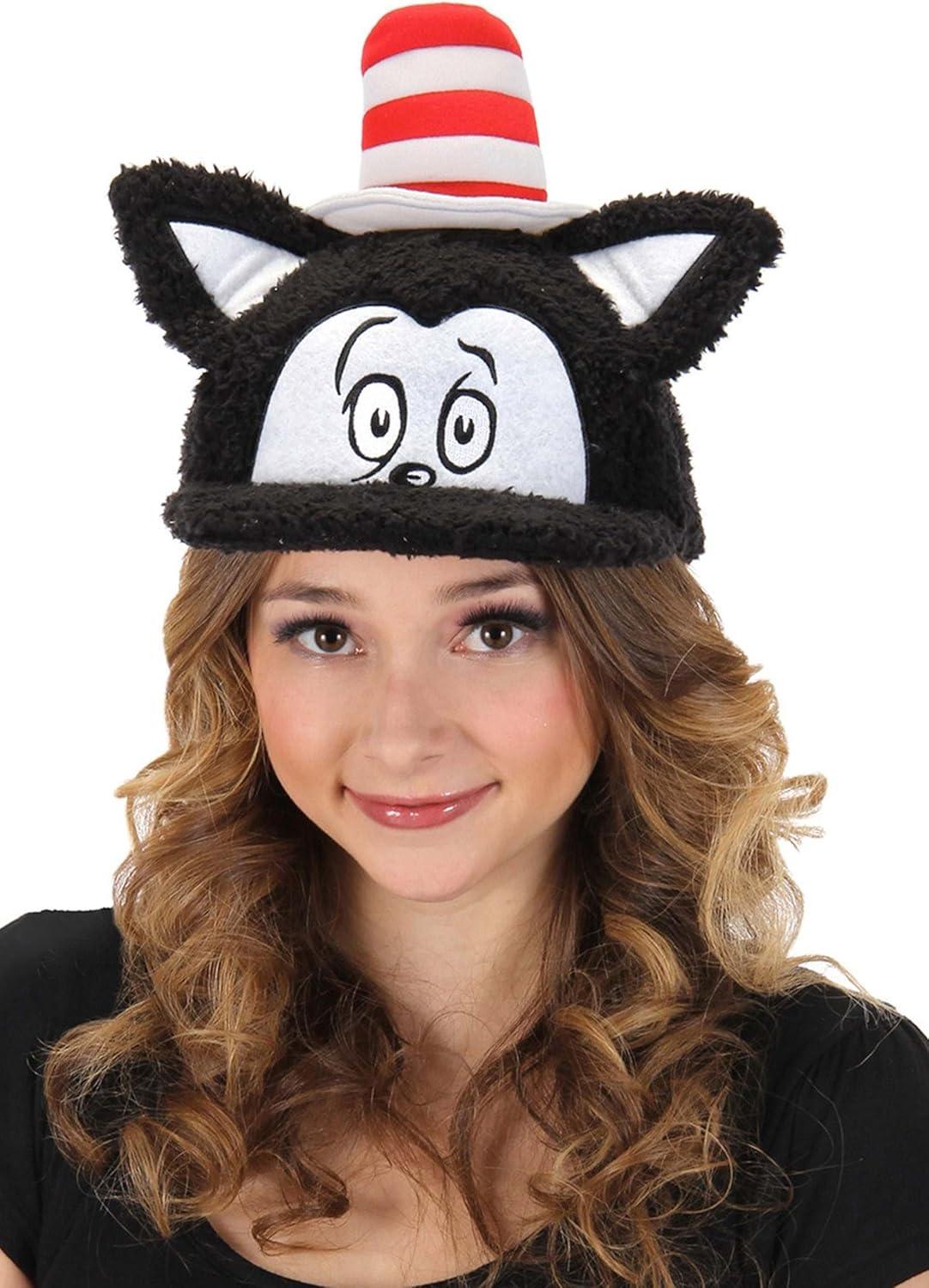 image:imageDr Seuss Cat in Hat Fuzzy Adjustable Snapback with Embroidered Face Cat in the Hat with Ears