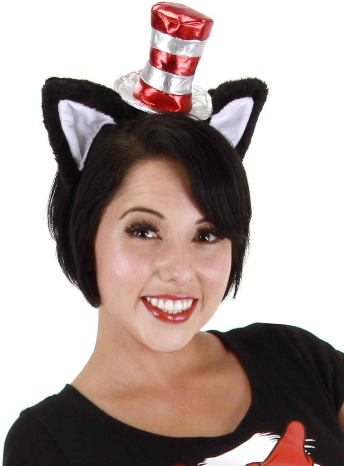 image:imageDr Seuss Cat in the Hat Deluxe Costume Ears Headband with Stovepipe Hat for Adults and KidsMulti