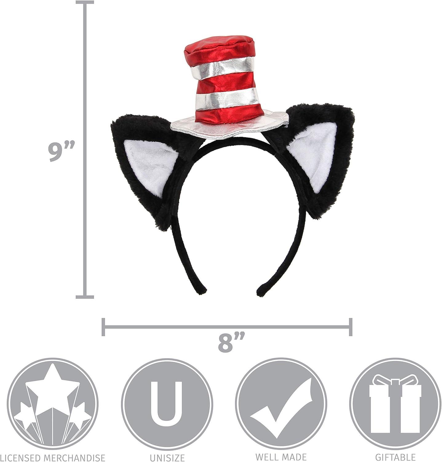 image:imageDr Seuss Cat in the Hat Deluxe Costume Ears Headband with Stovepipe Hat for Adults and KidsMulti