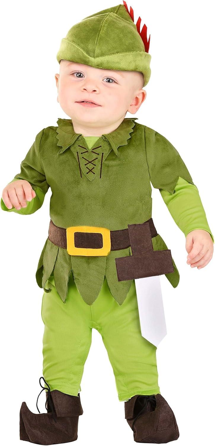 image:imagePeter Pan Baby Costume Green Tunic Jumpsuit Hat Booties Sword for Infant Adventures to Neverland