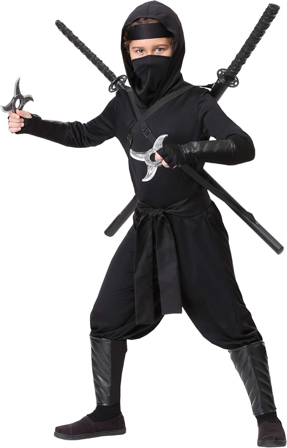 image:imageStealth Shinobi Ninja Kid Costume Shirt Pants Face Mask and Belt with Leg Guards