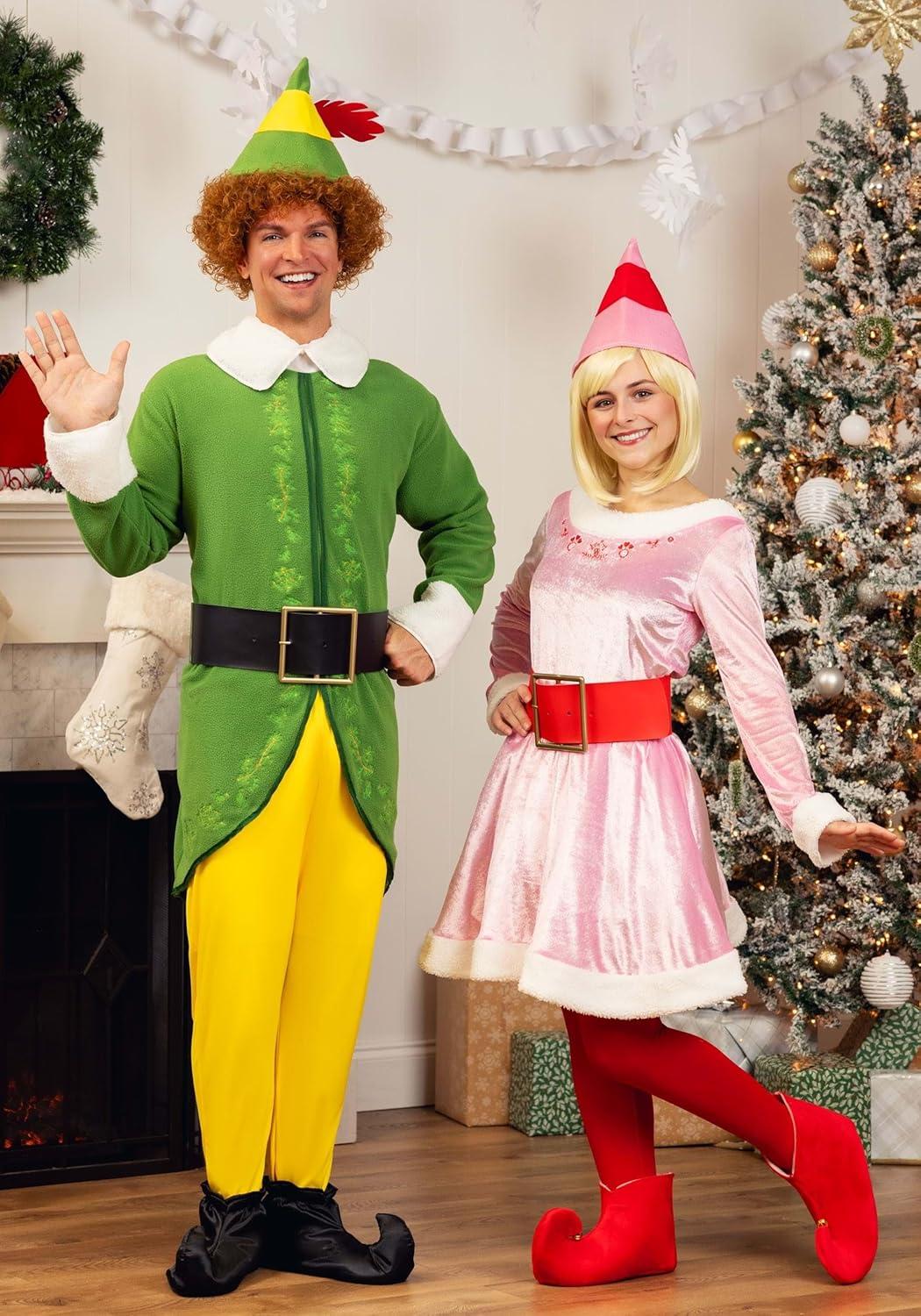 image:imageWomens Jovie Elf Costume Dress 3 Pc Holiday Christmas Elf Costume wHat amp Belt Adult Elf Movie Jovie Dress