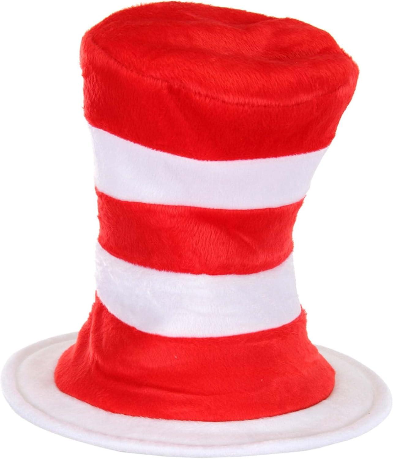 image:imageelope Dr Seuss The Cat in The Hat Deluxe Velboa Red amp White Striped Stovepipe Costume Hat Standard