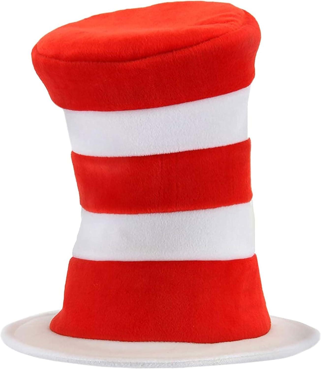 image:imageelope Dr Seuss The Cat in The Hat Deluxe Velboa Red amp White Striped Stovepipe Costume Hat Standard