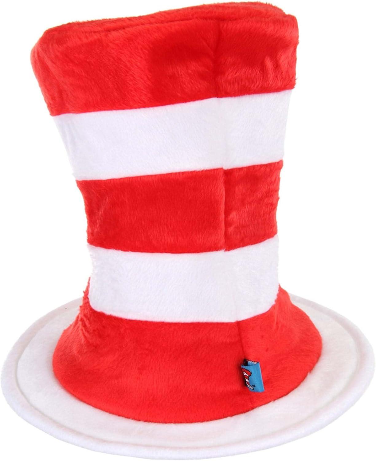 image:imageelope Dr Seuss The Cat in The Hat Deluxe Velboa Red amp White Striped Stovepipe Costume Hat Standard