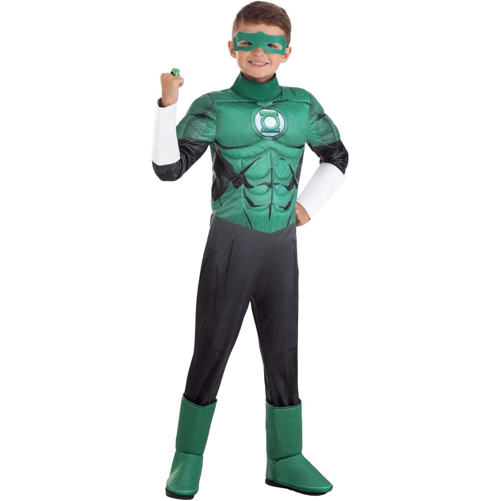 image:imageDeluxe Green Lantern Costume for Kids Green Superhero Suit Mask amp Accessories for Hero amp Villain Cosplay Party