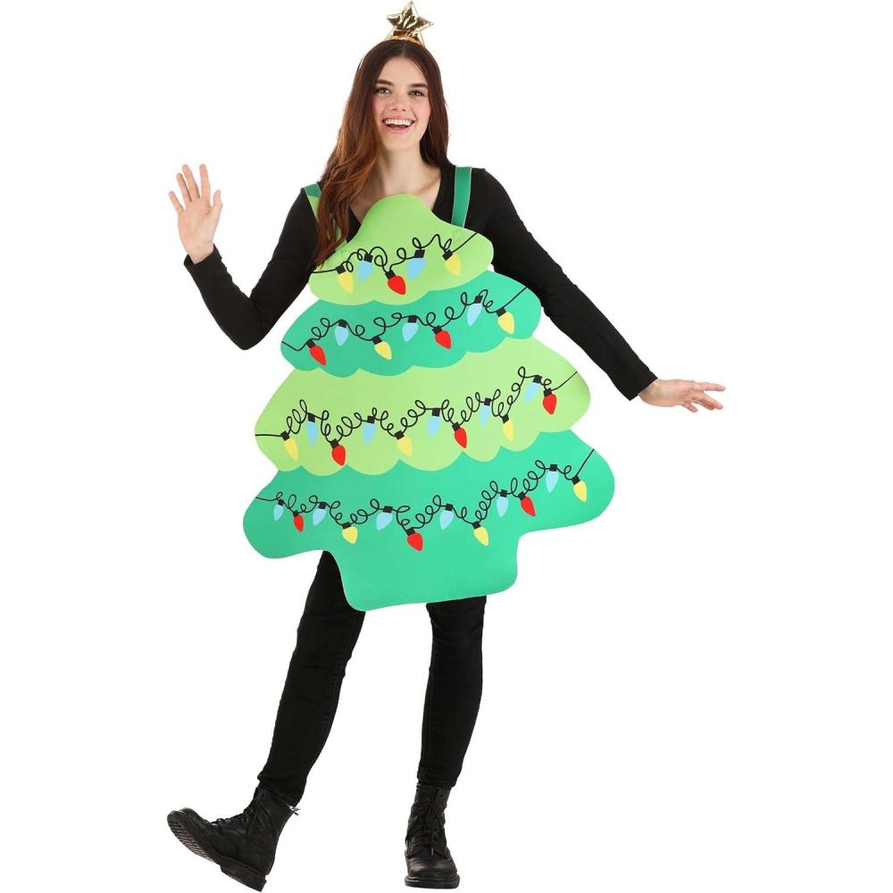 image:imageFun Costumes Adult Christmas Tree Costume amp Star Piece Headband Funny Holiday Outfit for Xmas Cosplay DressUp Party