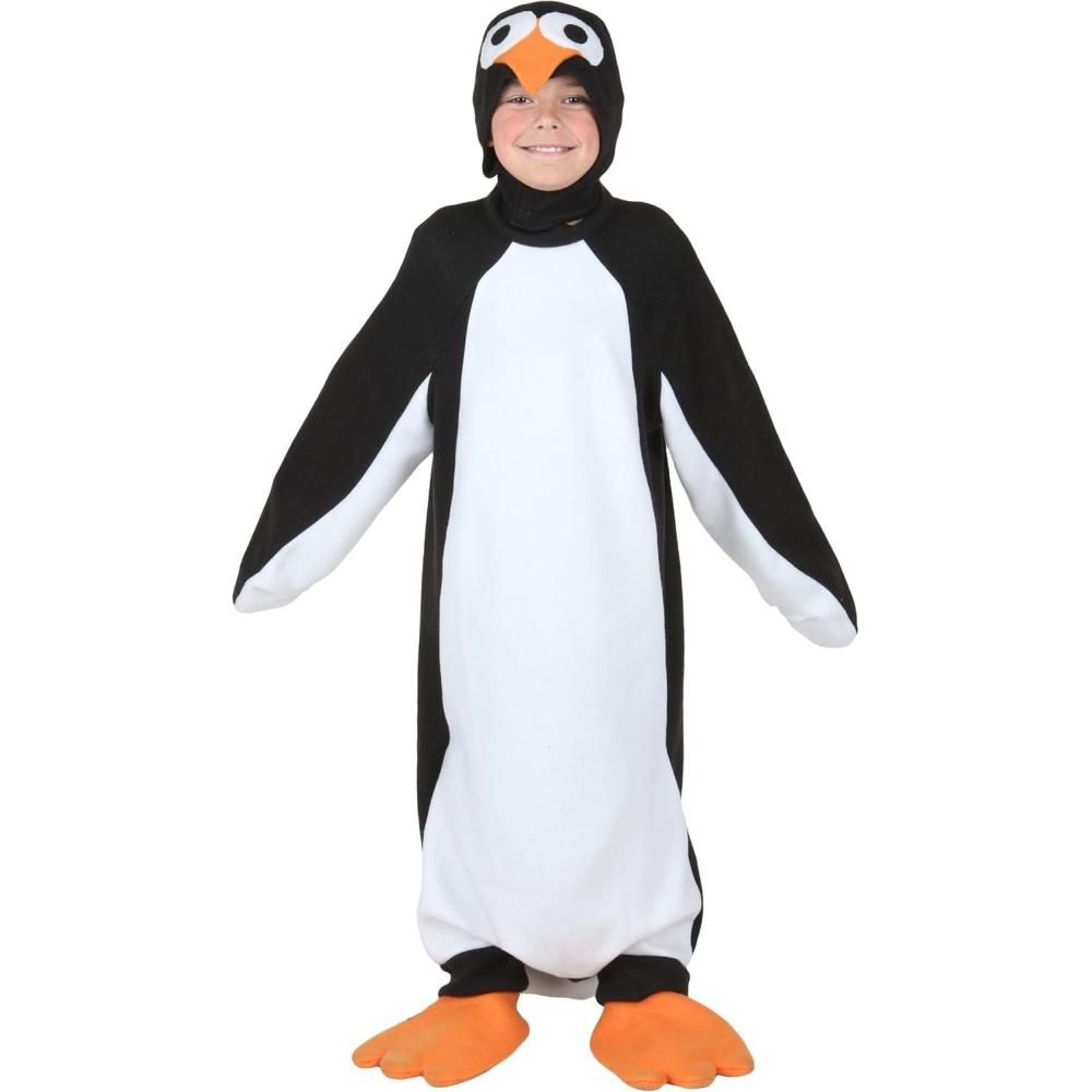 image:imageKids Penguin Halloween Costume  Animal Jumpsuit with Hood and Slippers for Kids Boys and Girls  Complete OutfitBundle W Rubber Fish