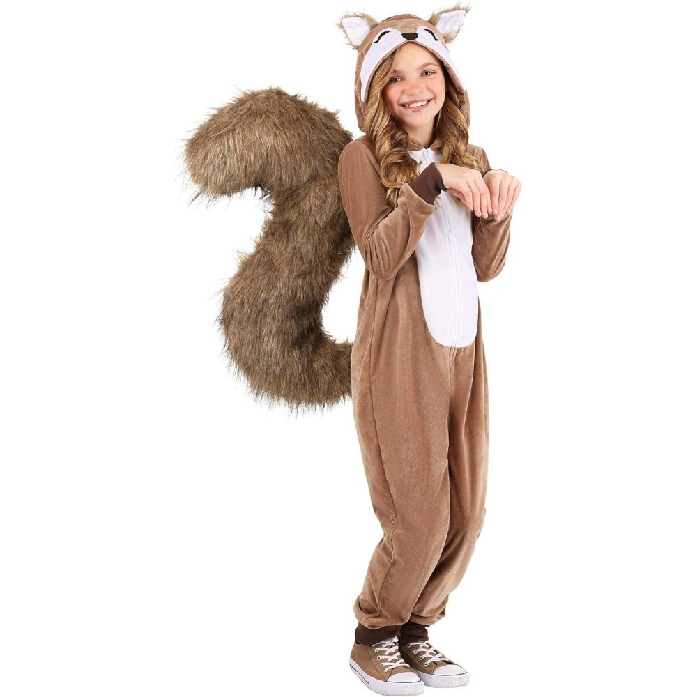image:imageKids Scampering Squirrel Halloween Costume Fuzzy Animal Hooded Jumpsuit with Attached Tail Animal Outfit for Boys amp Girls