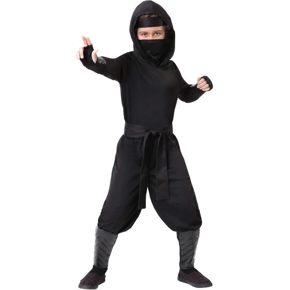 image:imageStealth Shinobi Ninja Kid Costume Shirt Pants Face Mask and Belt with Leg Guards