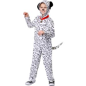 Delightful Dalmatian Costume for Kids, Spotted Dog One-piece, Dalmatian with Collar Jumpsuit for Halloween