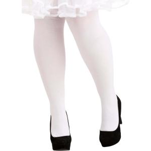 Fun Costumes Plus Size White Tights for Women | Soft Opaque Tights Stockings Pantyhose with Stretchy Elastic Waistband ST