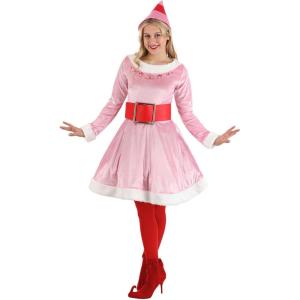 Women’s Jovie Elf Costume Dress – 3 Pc Holiday Christmas Elf Costume w/Hat & Belt – Adult Elf Movie Jovie Dress