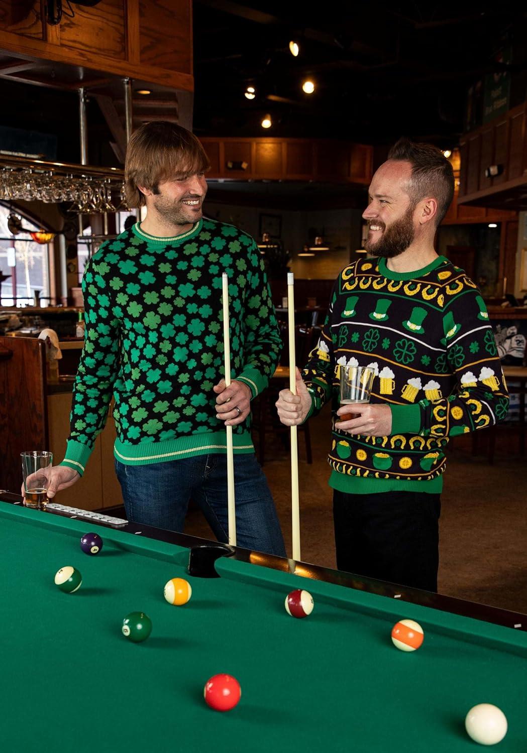image:imageSt Patricks Day Fair Isle Ugly Sweater for Adults Funny Shamrock Clover Sweatshirt for Saint Pattys PartyBlack gold kelly Green