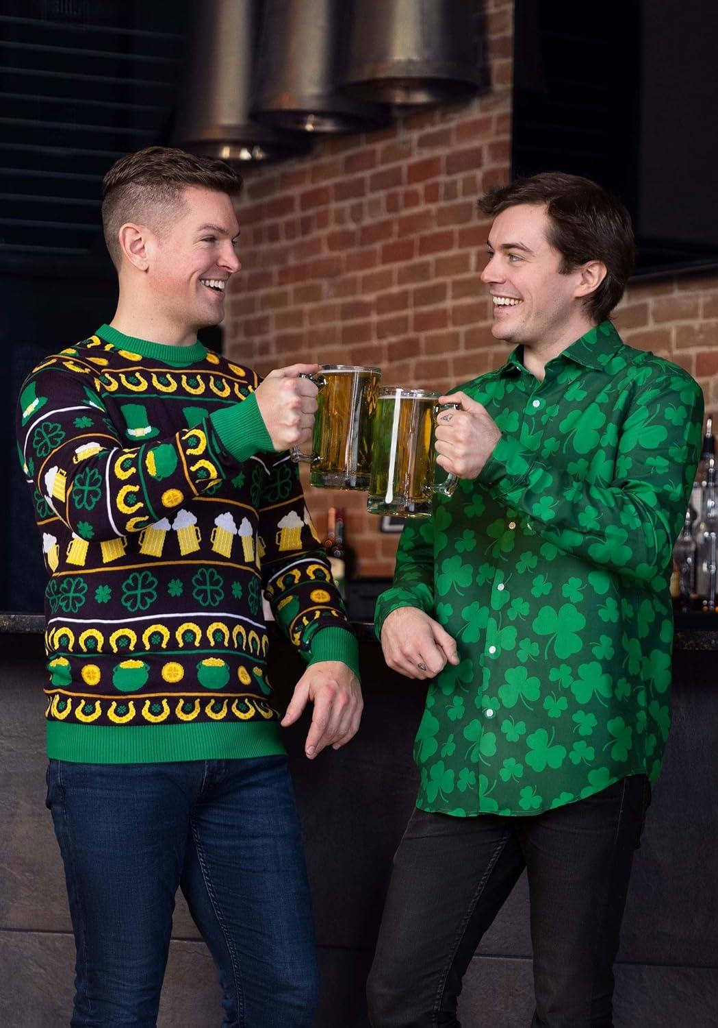 image:imageSt Patricks Day Fair Isle Ugly Sweater for Adults Funny Shamrock Clover Sweatshirt for Saint Pattys PartyBlack gold kelly Green