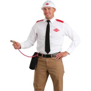 Men’s Exterminator Costume with Pest Control Backpack, Helmet, Tie & Shirt for Halloween and Dress Up Play