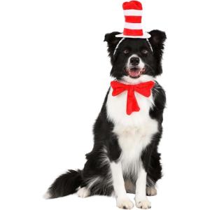 elope Dr. Seuss Cat in The Hat Pet Costume – Iconic Feline Transformation for Your Furry Friend – Medium(M)