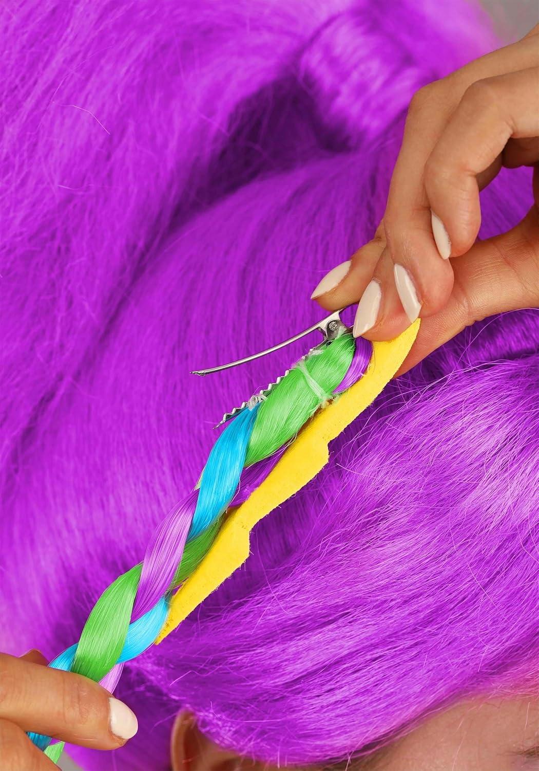 image:imageFun Costumes Womens Rainbow Brite Stormy Wig Adult Cosplay Costume Accessory Purple Wig amp Lightning Braid Purple
