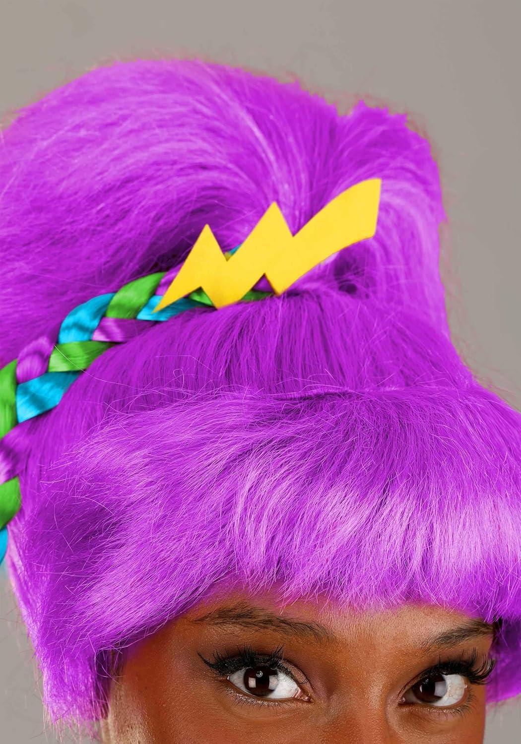 image:imageFun Costumes Womens Rainbow Brite Stormy Wig Adult Cosplay Costume Accessory Purple Wig amp Lightning Braid Purple