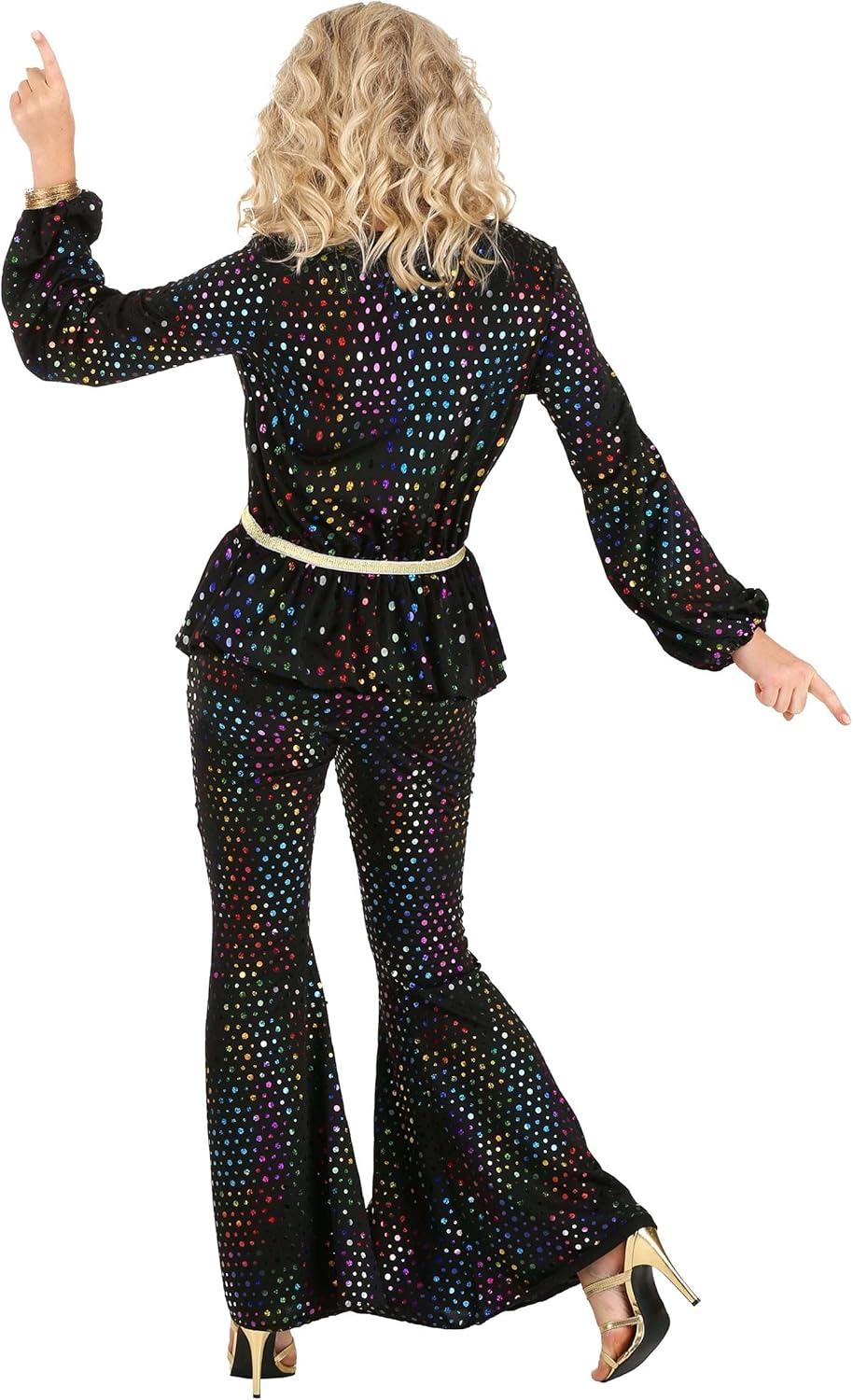 image:image70s Disco Queen Costume for Women 1970s Dancing Outfits Groovy Sequined Disco Bell Bottom Pants amp Top