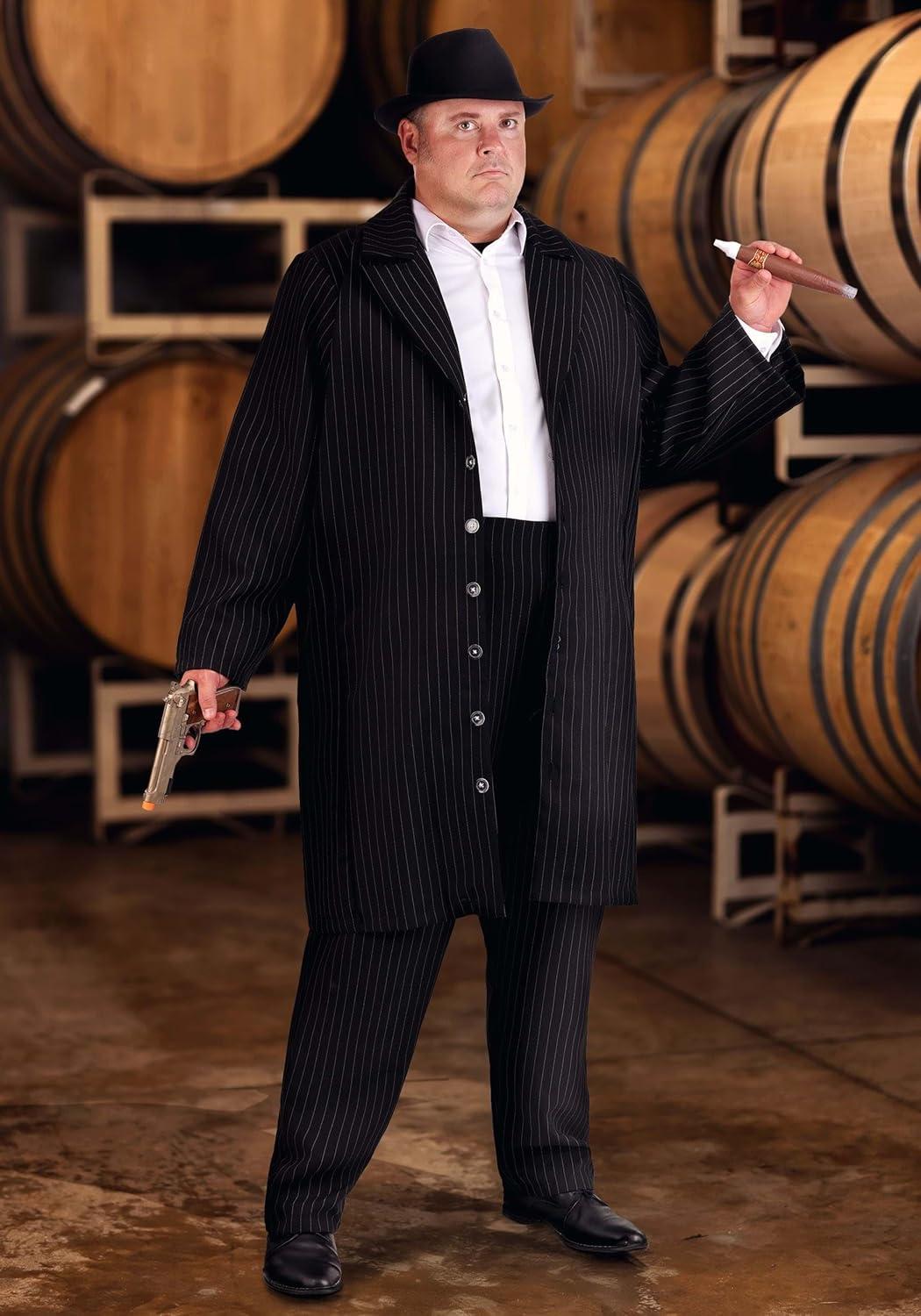 image:imageFun Costumes Plus Size Mens Zoot Suit Gangster Costume Pin Stripe Mobster Outfit Halloween Costume and Historical 1920s Roleplay