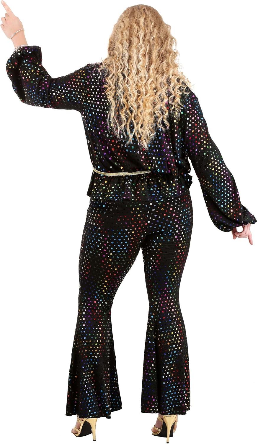 image:imageFun Costumes Womens Disco Queen Plus Size Costume Sequin Knit Blouse with Flared Pants amp Faux Leather Belt
