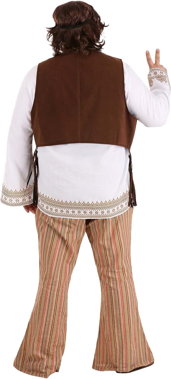 image:imageMens Hippie Costume Woodstock Groovy 60s 70s Retro Vibes Adult Outfit With Shirt Fringe Vest amp Bell Bottoms