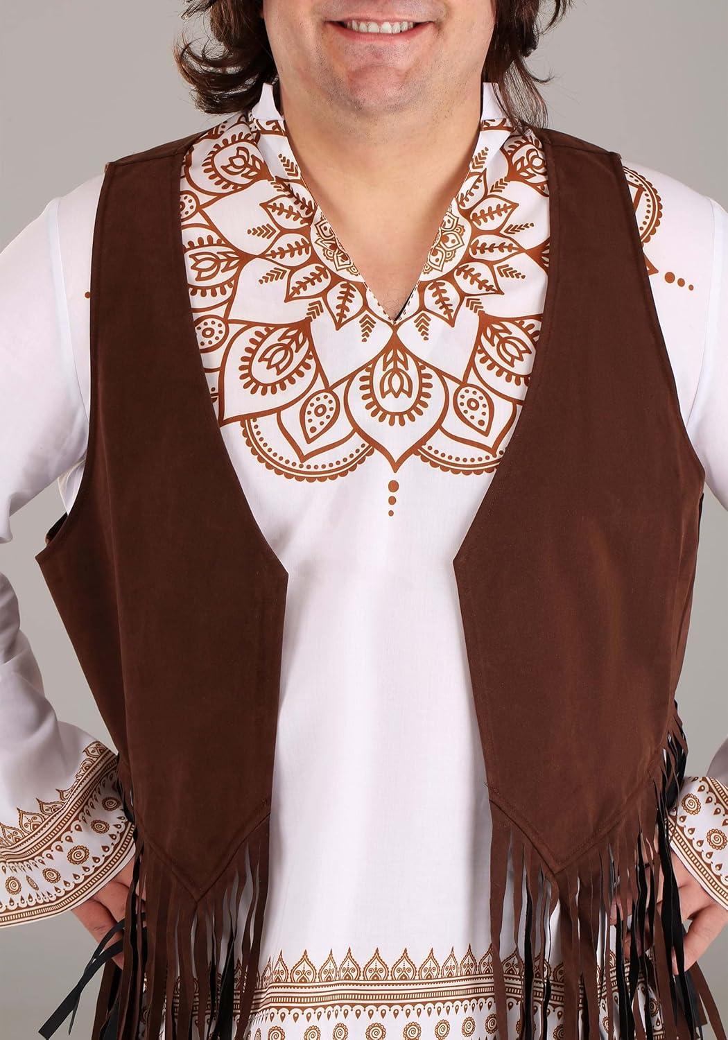 image:imageMens Hippie Costume Woodstock Groovy 60s 70s Retro Vibes Adult Outfit With Shirt Fringe Vest amp Bell Bottoms