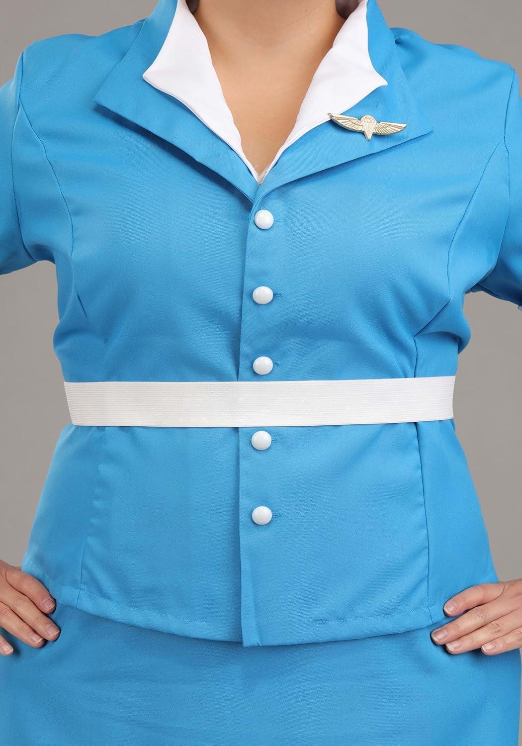 image:imagePlus Size Flight Attendant Costume Plane Stewardess Uniform With Vintage Pencil Skirt Air Travel Helper