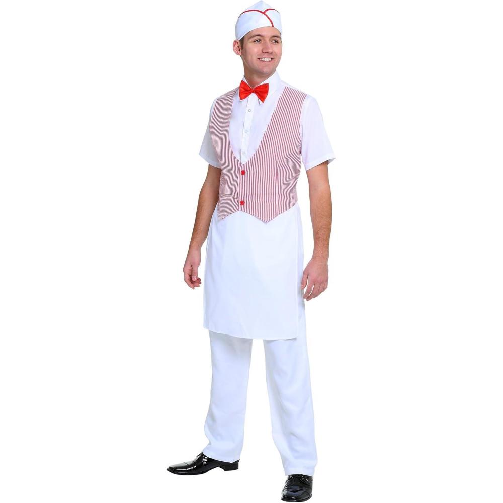 image:imageFun Costumes Authentic Retro 50s Car Hop Costume for Men Vintage Diner Server Uniform Halloween amp 1950s Themed Parties XL