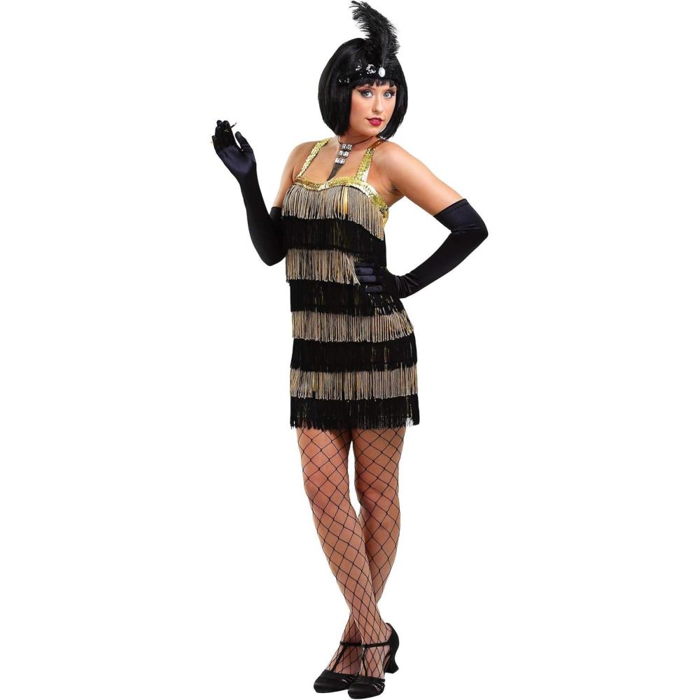 image:imageFun Costumes Womens Gold and Black Flapper Dress 1920s Flapper Dress Costume XLarge 1214XLarge 1214