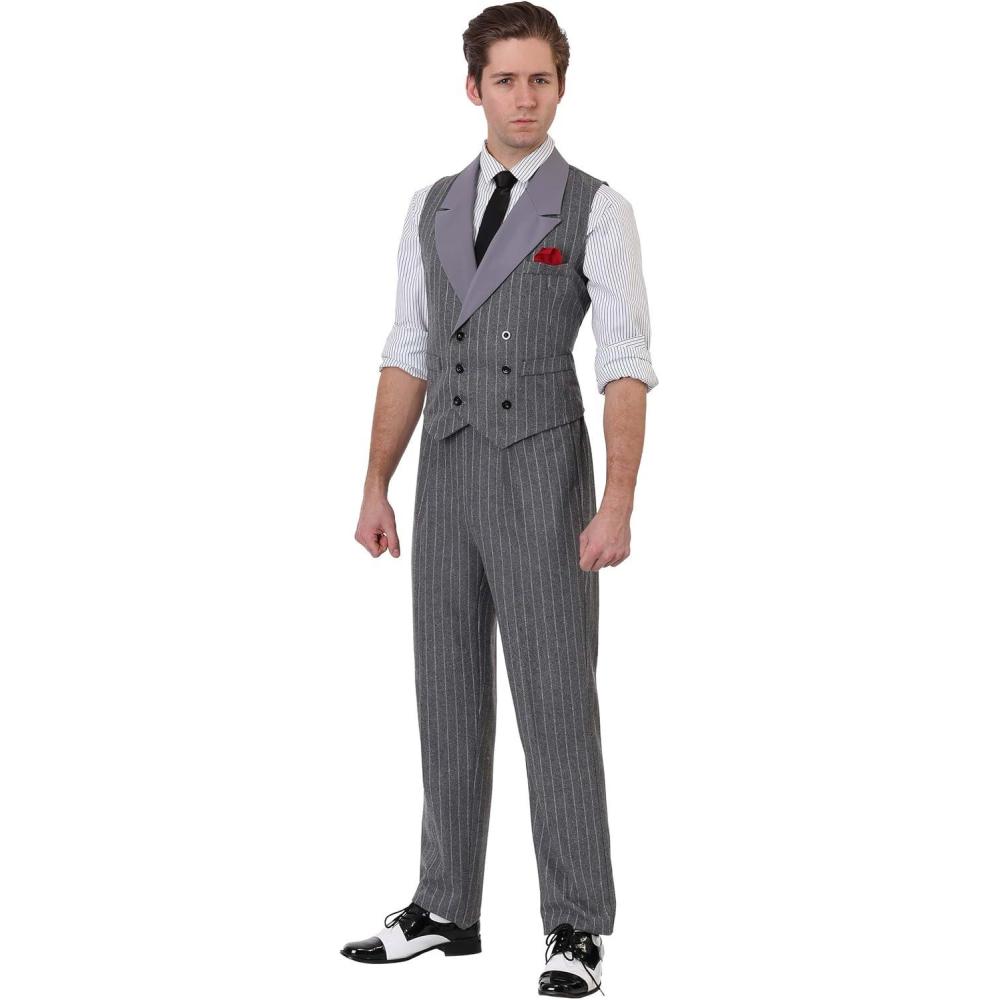 image:imageMens Ruthless Gangster Costume Adult 1920s Mobster CostumeBundle W Spats