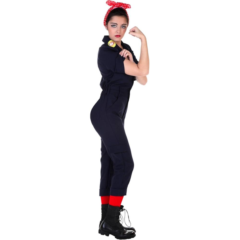 image:imageWomens Plus Size Hard Working Lady Jumpsuit 40s Halloween or Cosplay Costume With Bandana