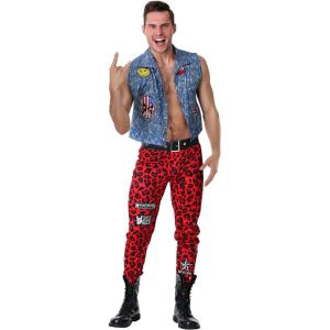 Fun Costumes 80’s Rocker Men’s Costume – Vest, Pants, and Belt with Patches