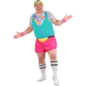 Fun Costumes Men’s Plus Size Work It Out Costume – Adult 80’s Retro Outfit | Great for Halloween Outfits and Decade Parties! (3X)